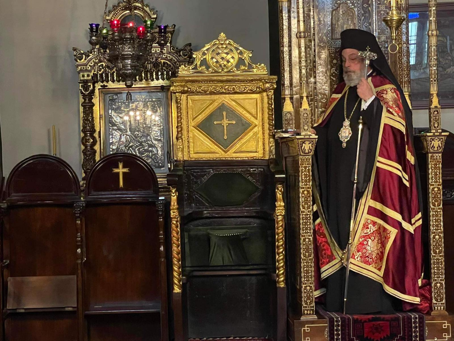 Ο Μητροπολίτης Σάρδεων Ευάγγελος χοροστατεί στον Πατριαρχικό Ναό του Αγίου Γεωργίου στο Φανάρι.
Οικουμενικό Πατριαρχείο/Νίκος Παπαχρήστου Ευάγγελος